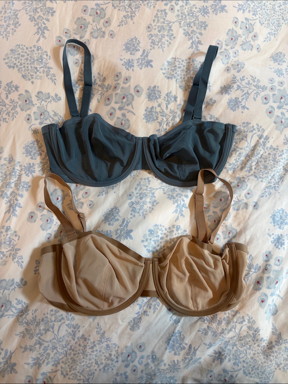 Underwire Bra - Slate Blue and Nude